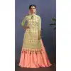 Beige Color Chanderi Party Wear Lehenga Style Salwar Kameez