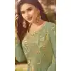 Aqua Green Color Soft Georgette Knee Length Party Wear Salwar Kameez