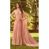 Peach Color Soft Georgette Knee Length Party Wear Salwar Kameez