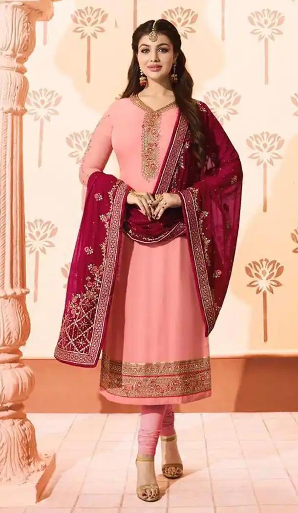Peach Color Georgette Bollywood Celebrity Aysha Takia Salwar Kameez - 417450888