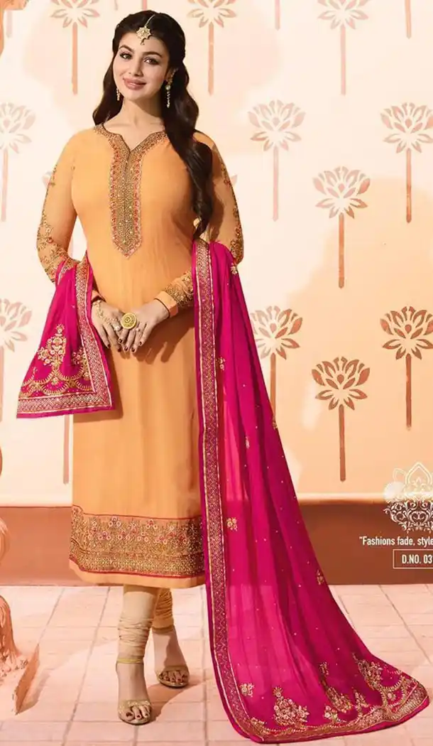 Yellow Color Georgette Bollywood Celebrity Aysha Takia Salwar Kameez - 417450889