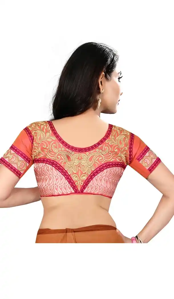 Reddish Color Silk Color Designer Plus Size Readymade Blouse - 417950942