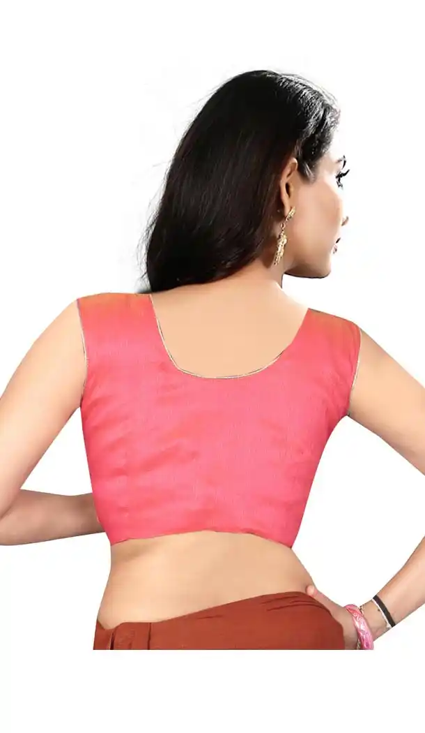 Pink Color Silk Color Designer Plus Size Readymade Blouse - 417950945