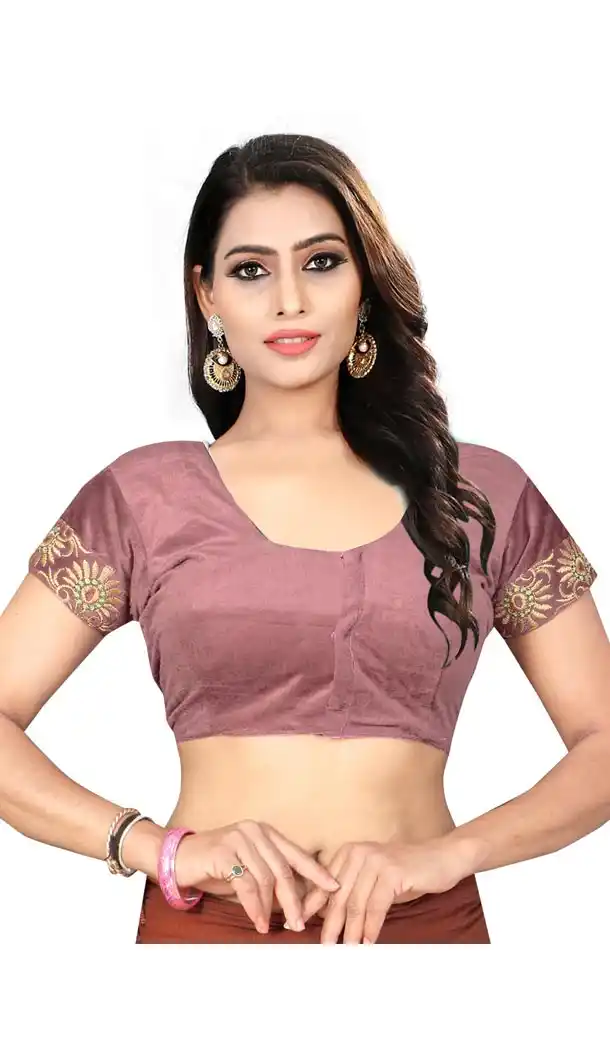 Brown Color Silk Color Designer Plus Size Readymade Blouse - 417950948