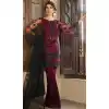 Gleaming Magenta Color Net Party Embroidery Straight Pant Suit