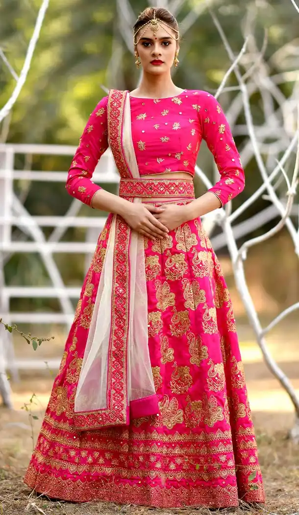 Charming Pink Color Silk Designer Heavy Wedding Wear Lehenga Choli - 420051156