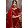 Maroon Color Velvet Designer Heavy Wedding Wear Lehenga Choli