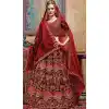 Maroon Color Velvet Designer Heavy Wedding Wear Lehenga Choli