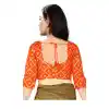 Party Wear Readymade Blouse in Orange Silk 3/4 Sleeve - 418851003