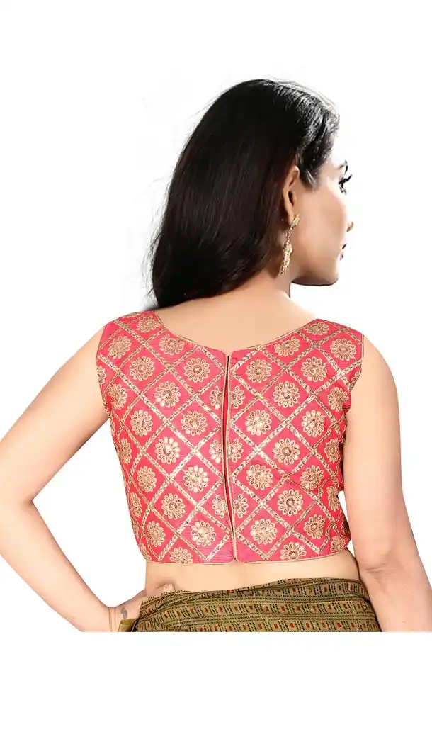 Pink Color Silk Sleeve Less Party Wear Readymade Blouse - 418851005
