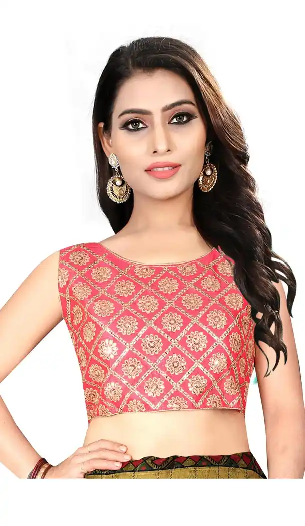 Pink Color Silk Sleeve Less Party Wear Readymade Blouse - 418851005