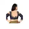 Navy Blue Color Silk 3/4 Sleeve Party Wear Readymade Blouse