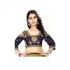 Navy Blue Color Silk 3/4 Sleeve Party Wear Readymade Blouse