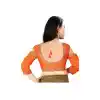 Orange Color Silk 3/4 Sleeve Party Wear Readymade Blouse