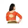 Fancy Orange Color Silk 3/4 Sleeve Party Wear Readymade Blouse