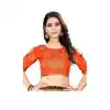 Fancy Orange Color Silk 3/4 Sleeve Party Wear Readymade Blouse