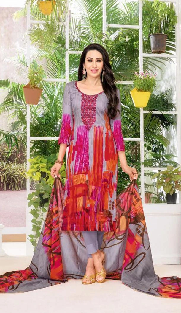 Bollywood Celebrity Karishma Kapoor Multi Color Pure Jaam Satin Salwar Kameez - 419651111