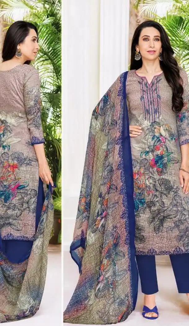 Bollywood Celebrity Karishma Kapoor Taupe Color Pure Jaam Satin Salwar Kameez - 419651113