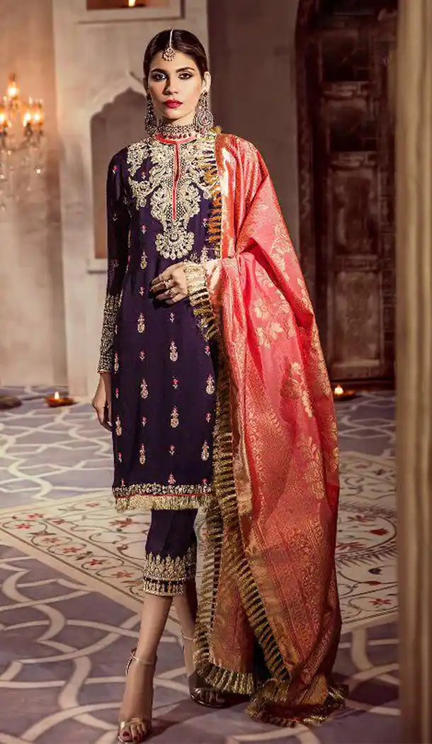 Violet Color Fox Georgette and Net Pakistani Style Salwar Kameez - 420951250