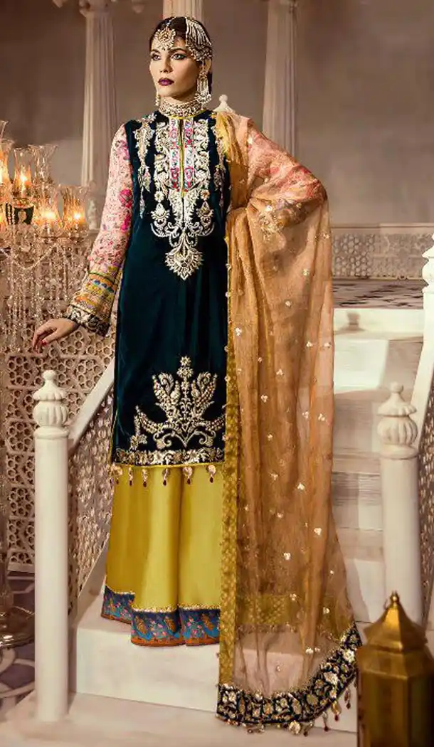 Black Color Fox Georgette and Net Pakistani Style Lehenga Kameez - 420951251