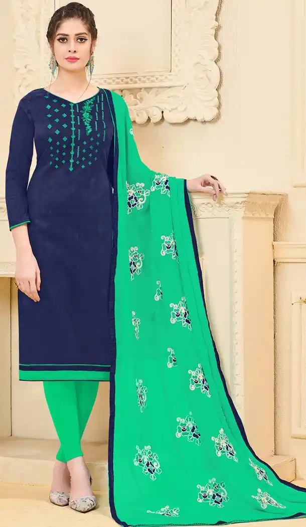 Ravishing Blue Color Bangalori Slub Casual Wear Salwar Kameez - 419851127