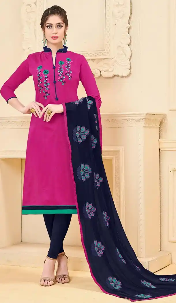 Attractive Pink Color Bangalori Slub Casual Wear Salwar Kameez - 419851129