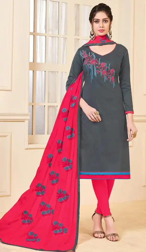 Classy Grey Color Bangalori Slub Casual Wear Salwar Kameez - 419851131