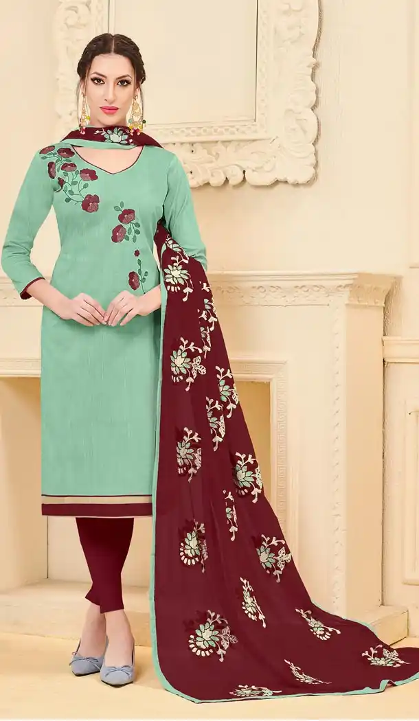Gleaming Sea Green Color Bangalori Slub Casual Wear Salwar Kameez - 419851133