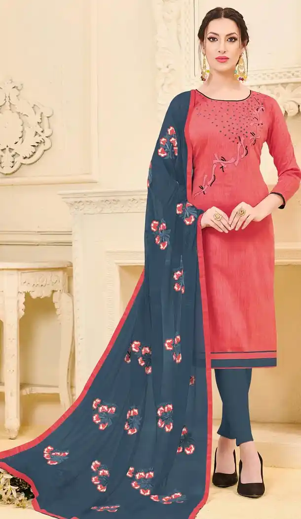 Fascinating Pink Color Bangalori Slub Casual Wear Salwar Kameez - 419851135