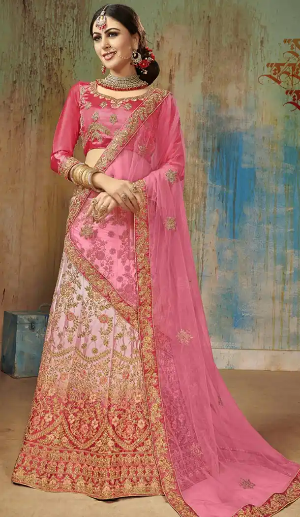 Off White Pink Satin Silk Traditional Designer Lehenga Choli - 422551442