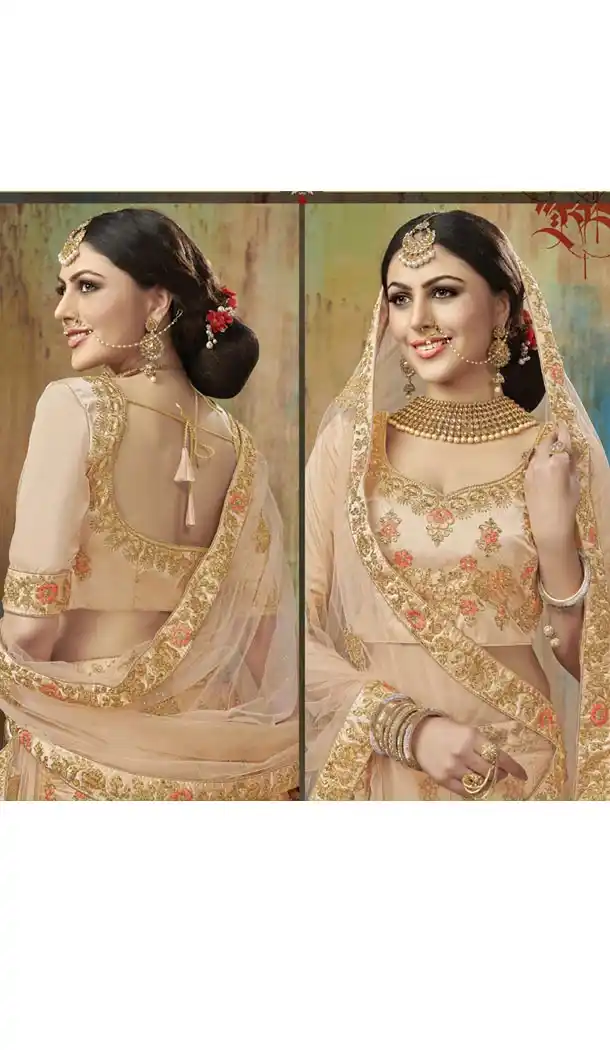 Cream Satin Silk Traditional Designer Lehenga Choli - 422551447