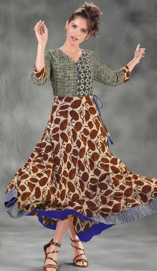 Dazzling Diva Multi Color Georgette Designer Wear Long Readymade Kurtis - 423051526