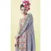 Grey and Multi Color Georgette Designer Wear Long Readymade Kurtis