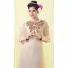 Classy Cream Color Georgette Designer Wear Long Readymade Kurtis