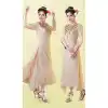 Classy Cream Color Georgette Designer Wear Long Readymade Kurtis