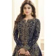 Shilpa Shetty Kundra Navy Blue Color Mulberry Silk Designer Gown - 421651324