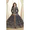 Shilpa Shetty Kundra Navy Blue Color Mulberry Silk Designer Gown