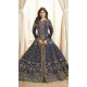 Shilpa Shetty Kundra Navy Blue Color Mulberry Silk Designer Gown - 421651324
