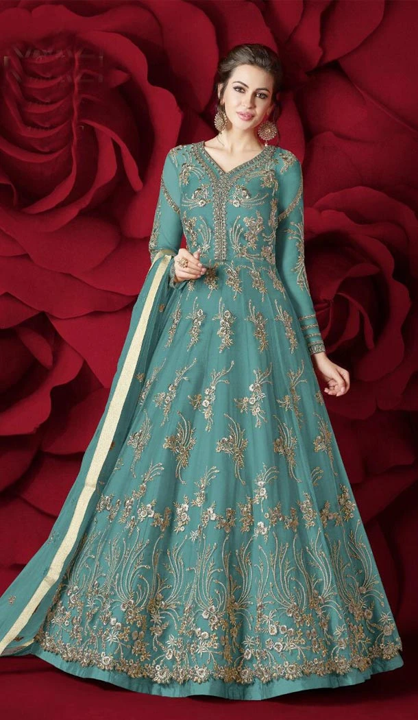 Luscious Sky Blue Color Net Abaya Style Designer Salwar Kameez - 423551585