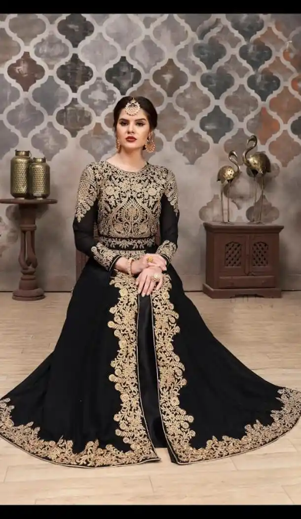 Glamorous Black Color Net Abaya Style Designer Long Salwar Kameez - 423751590