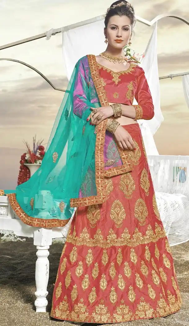 Splendorous Pink Color Silk Embroidery Party Wear Lehenga Choli - 425851937