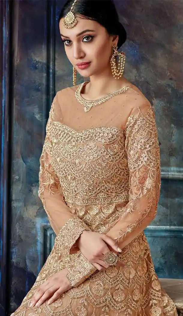 Coco Color Butterfly Net Designer Pakistani Anarkali Salwar Kameez - 423351567