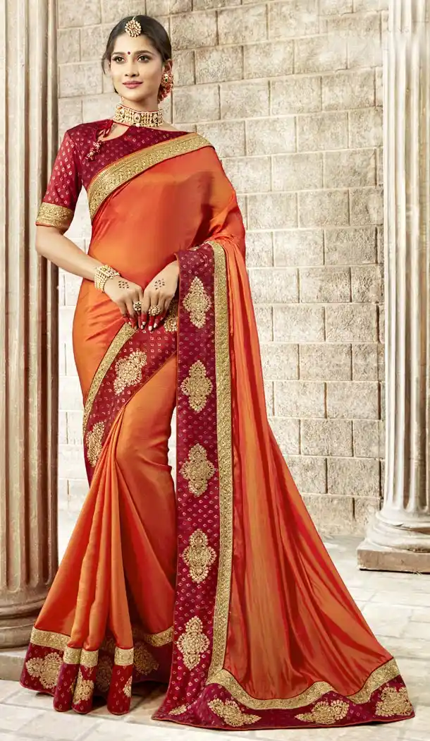 Mesmerizing Orange Color Rangoli Silk Traditional Wear Sarees Blouse - 424751749