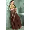 Coffee Color 60 Grams Georgette Casual Wear Saree Blouse