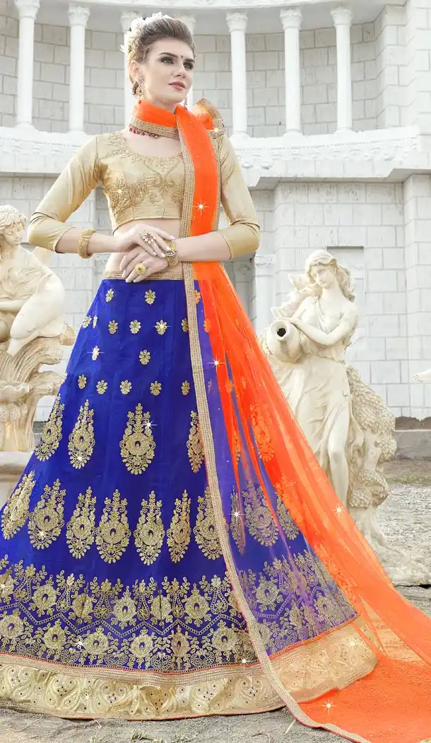 Majesty Blue Color Net Heavy Party Wear Lehenga Choli - 426051950