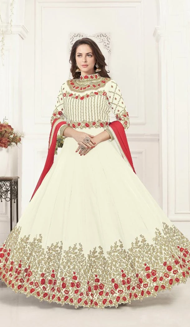 Cream Color Georgette Designer Abaya Style Long Salwar Kameez - 431052693