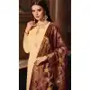 Cream Color Satin Georgette Indian Party Wear Churidar Kameez