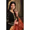 Black Color Satin Georgette Indian Party Wear Churidar Kameez