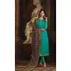 Sea Green Color Satin Georgette Indian Party Wear Churidar Kameez