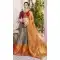 Grey and Orange Color Silk Jacquard Traditional Designer Lehenga Choli - 433553012